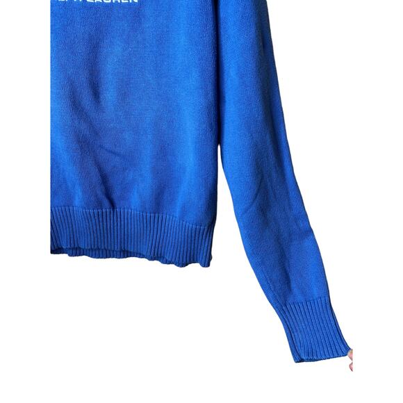 VIntage 90's Polo Jeans Co Ralph Lauren Blue American Flag Logo Pullover Sweater - Picture 4 of 9